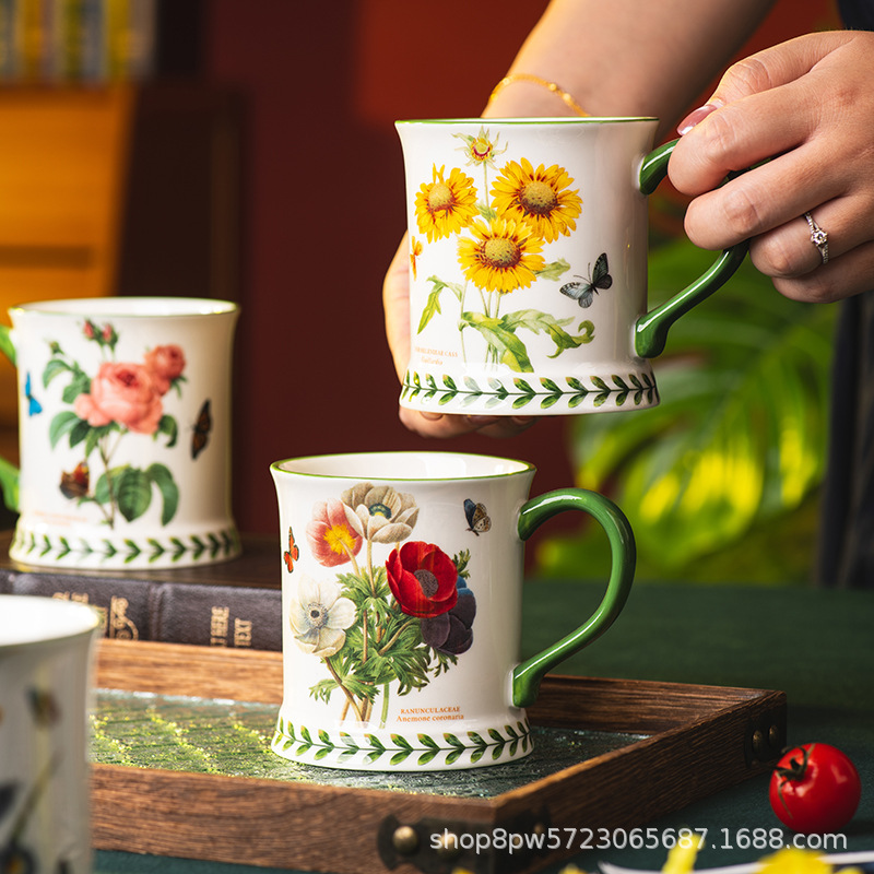 Coffee Tea English - Cangkir Kopi Keramik Gaya Pastoral Kreatif,
