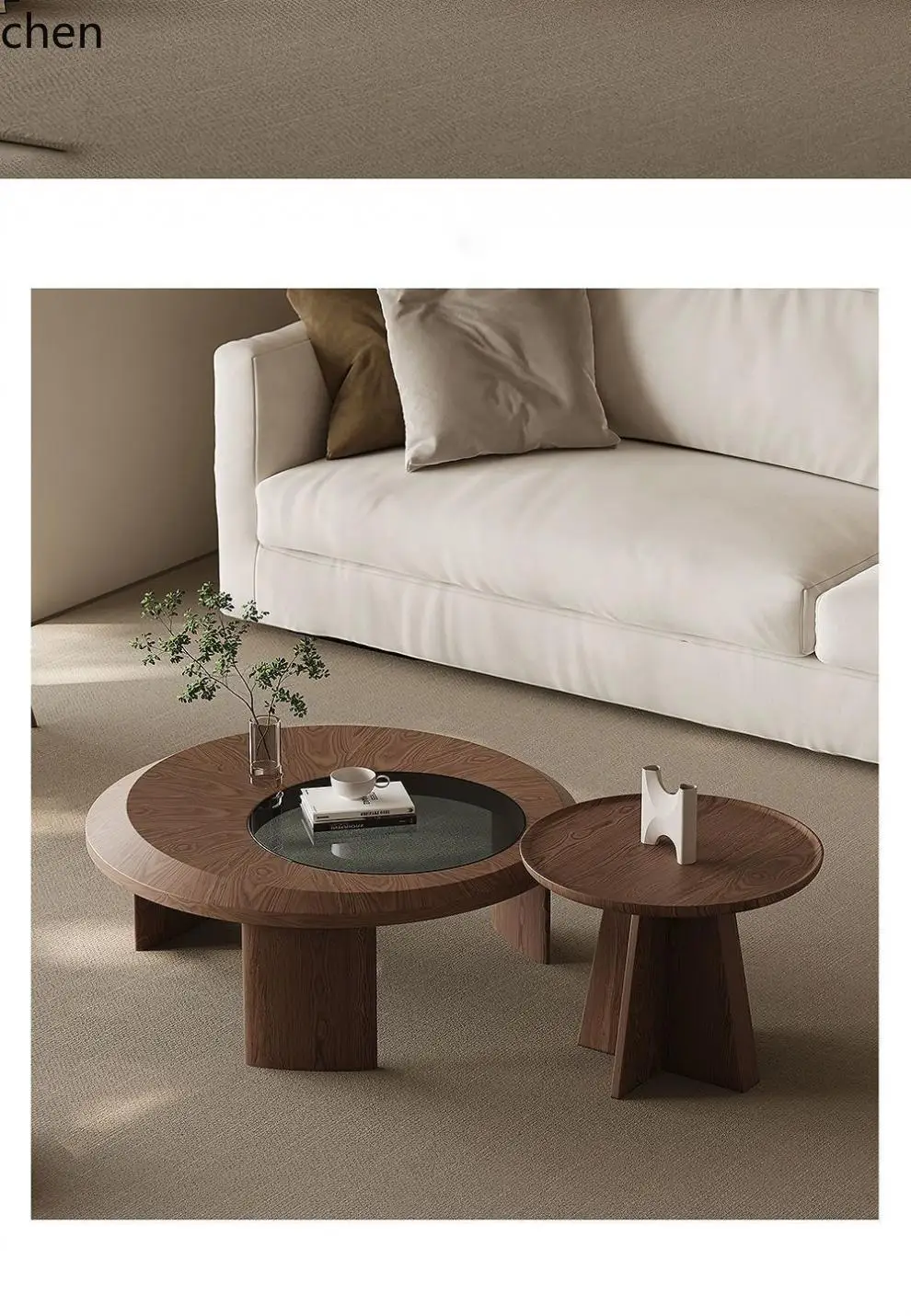 Tea & Coffee Kent - b11-7.2 Meja Teh Walnut Kombinasi Bulat