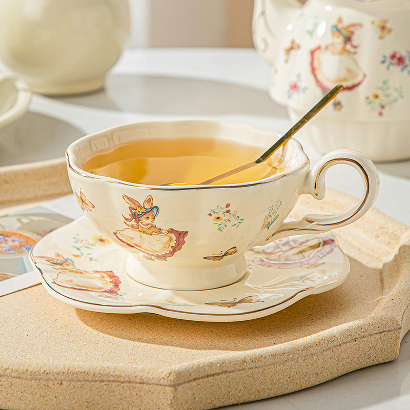 Coffee Tea English - Cangkir dan Piring Kopi Retro Inggris,